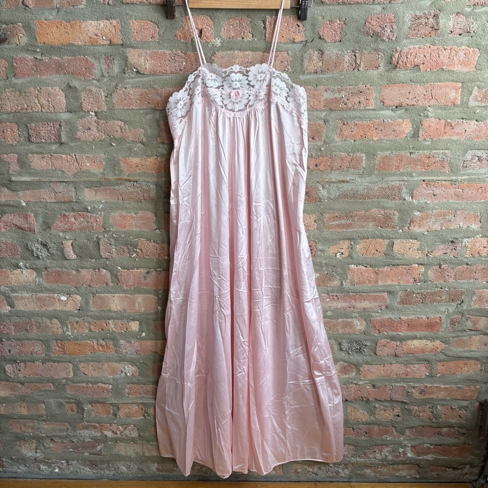 Vintage Val Mode Pink Lace Babydoll Maxi Dress